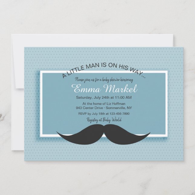 Invitation Baby shower de Mustache (Devant)