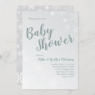 Invitation Baby shower de neige d'hiver gris neutre pour le s