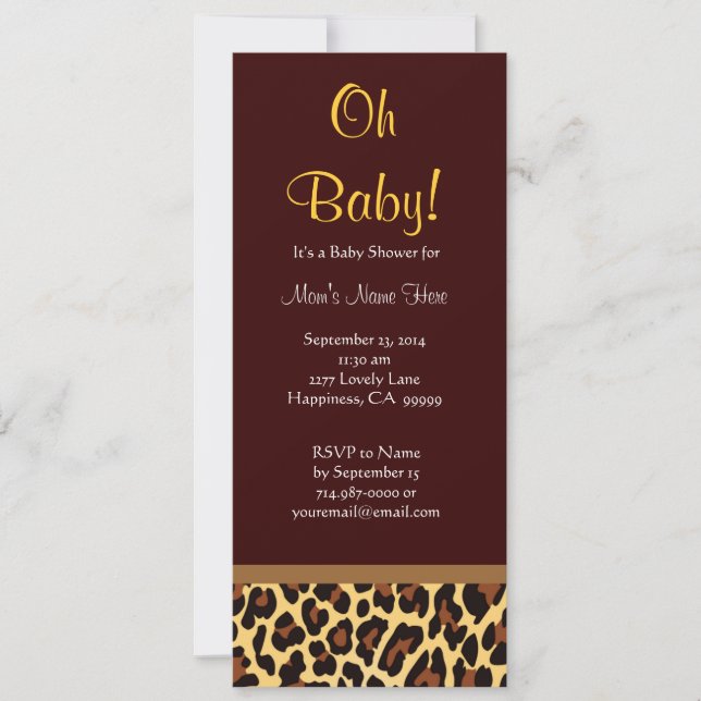 Invitation Baby shower de neutre d'empreinte de léopard d'or (Devant)