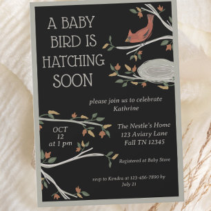 Invitation Baby shower de nid cardinal de bois d'automne