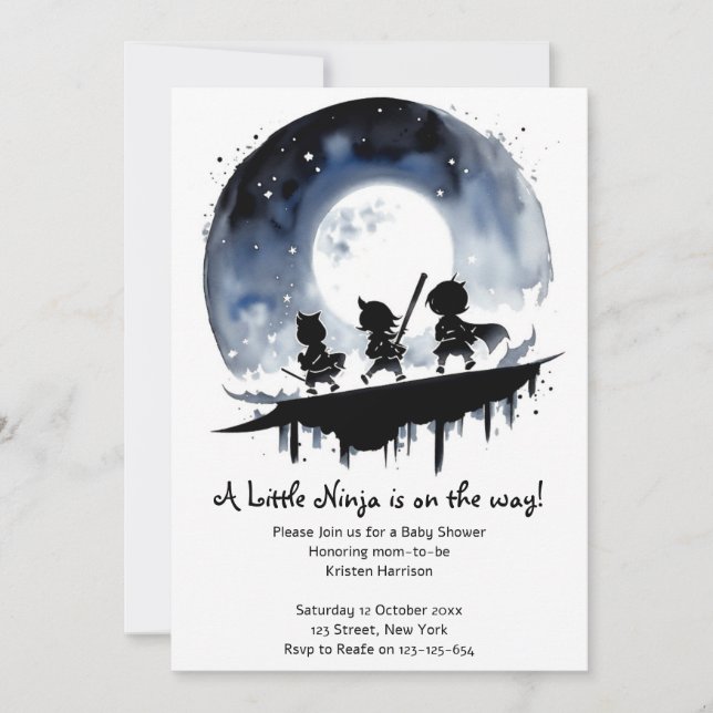 Invitation Baby shower de Ninja (Devant)