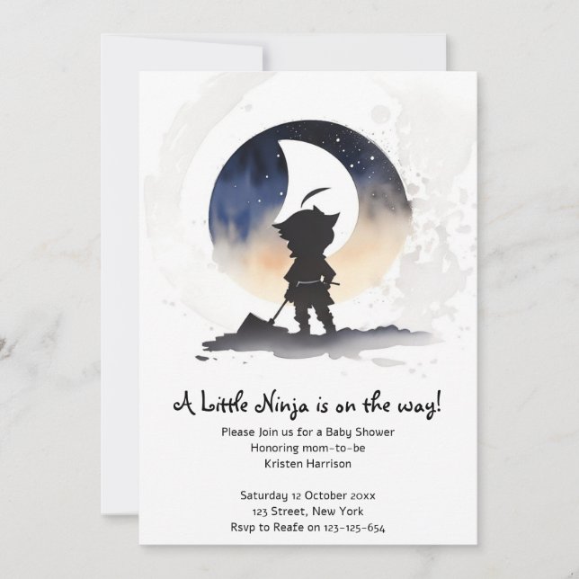 Invitation Baby shower de Ninja (Devant)