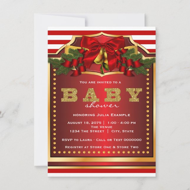 Invitation Baby shower de Noël (Devant)