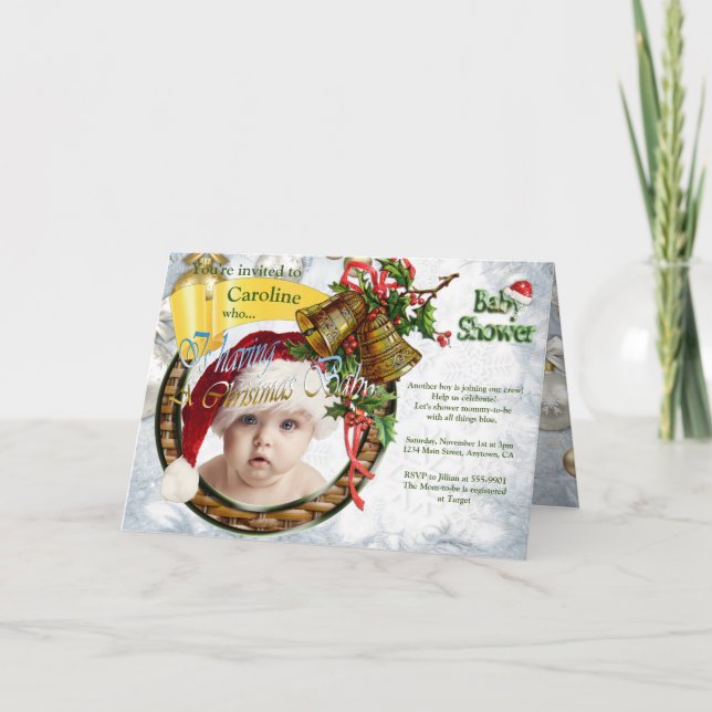 Invitation Baby shower de Noël (Devant)