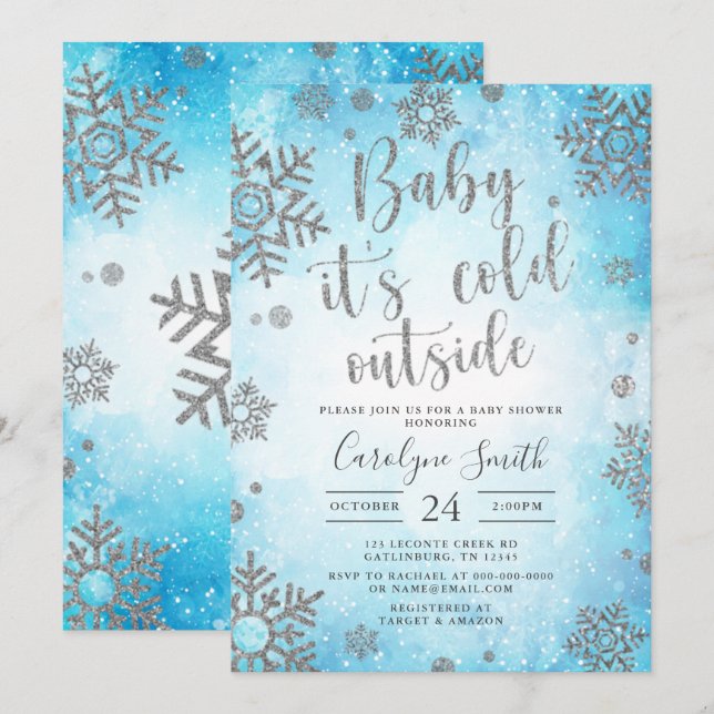 Invitation Baby shower de Noël (Devant / Derrière)