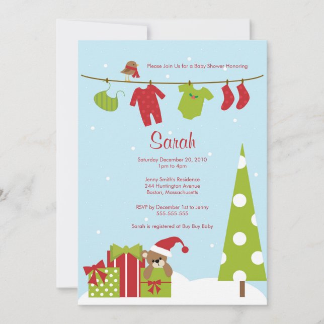 Invitation Baby shower de Noël (Devant)