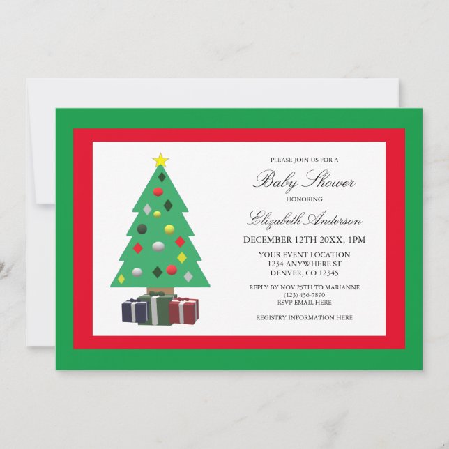 Invitation Baby shower de Noël (Devant)