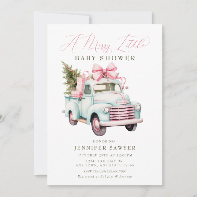Invitation Baby shower de Noël (Devant)