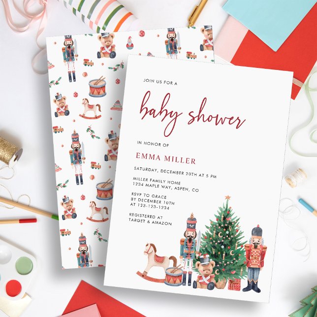 Invitation Baby shower de Noël (Nutcracker Baby Shower Invitation by Painted Paperie)