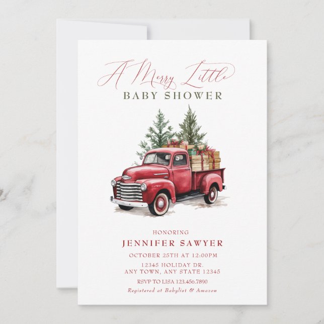 Invitation Baby shower de Noël (Devant)