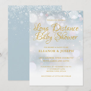 Invitation Baby Shower de Noël à Distance en Hiver par Courri