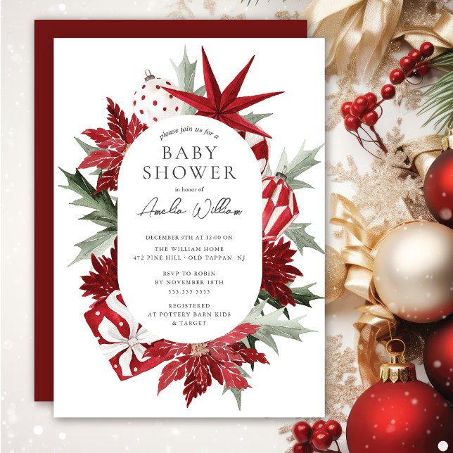 Invitation Baby shower de Noël aquarelle (Créateur téléchargé)