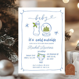 Invitation Baby shower de Noël bleu hiver
