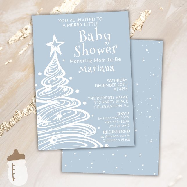 Invitation Baby shower de Noël Boho Blue Boy (Créateur téléchargé)