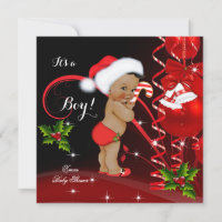 Baby shower de Noël Boy Red Santa Hat Ethnic