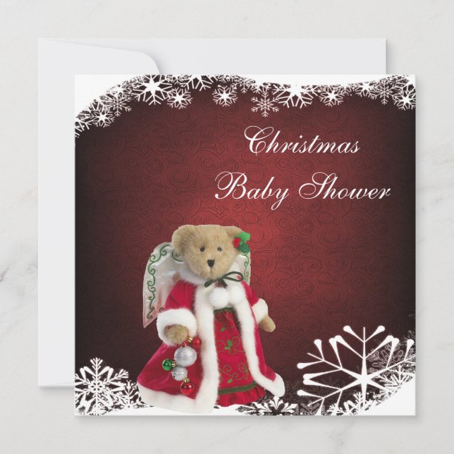 Invitation Baby shower de Noël de l'Ange Teddy Bear (Devant)