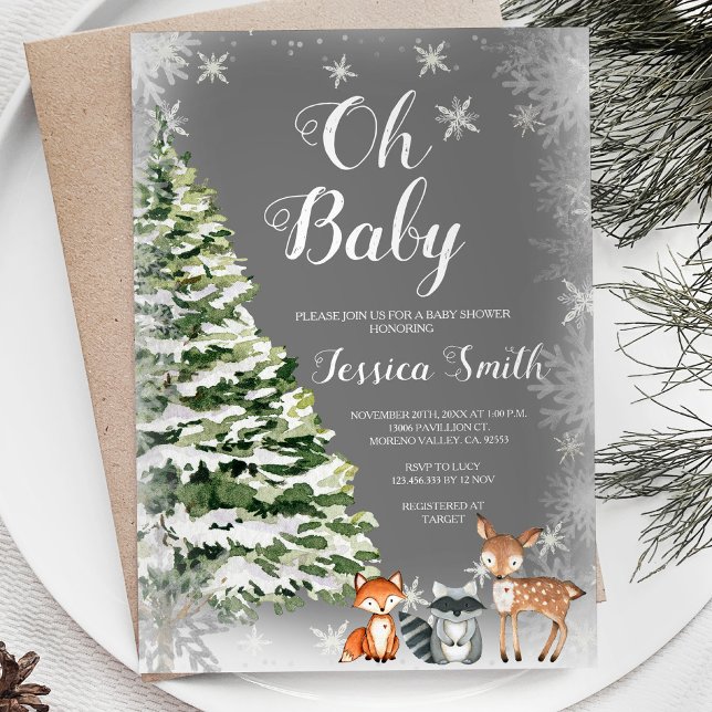 Invitation Baby shower de Noël des flocons blancs d'hiver (Créateur téléchargé)