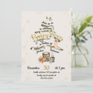 Invitation Baby shower de Noël d'hiver
