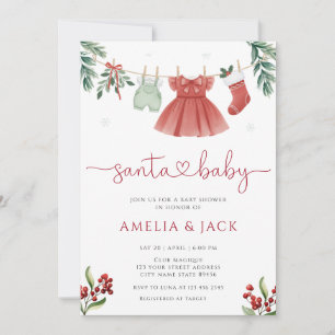 Invitation Baby shower de Noël d'hiver de père Noël