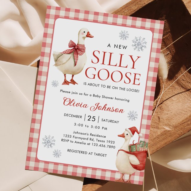 Invitation Baby shower de Noël En vichy oie sotte (Créateur téléchargé)
