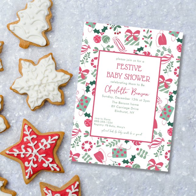 Invitation Baby shower de Noël festif (Créateur téléchargé)