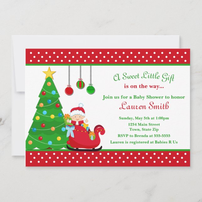 Invitation Baby shower de Noël Garçon Père Noël (Devant)