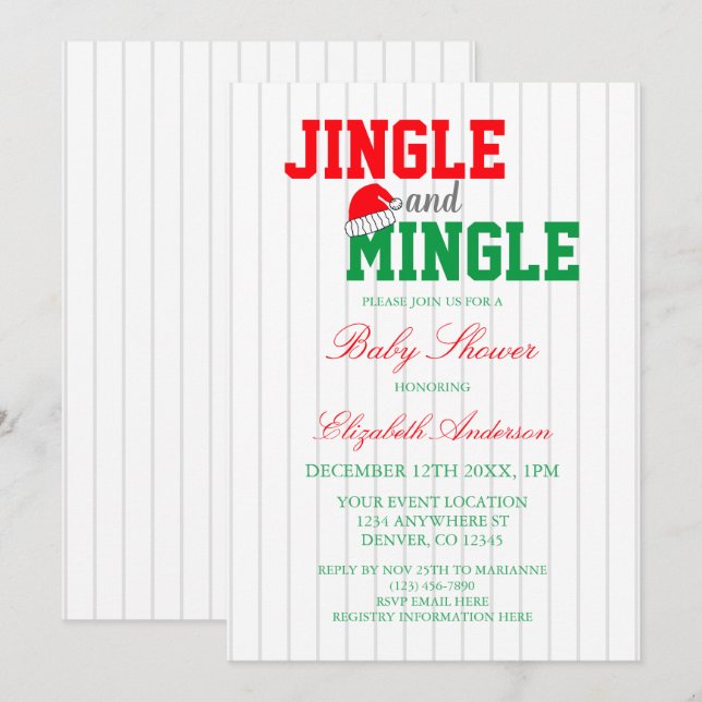 Invitation Baby shower de Noël Jingle et Mingle (Devant / Derrière)