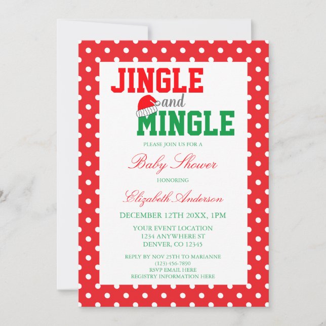 Invitation Baby shower de Noël Jingle et Mingle (Devant)