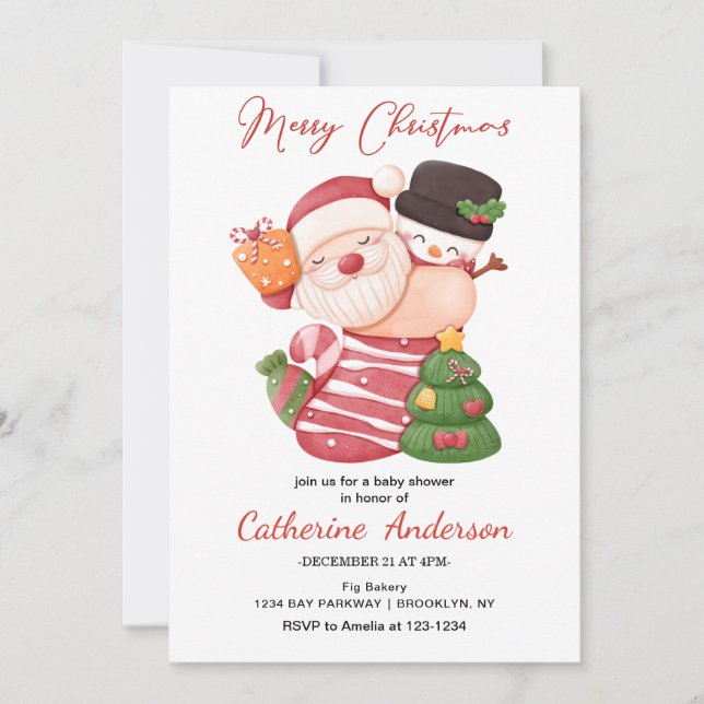 Invitation Baby shower de Noël Little santa claus (Devant)