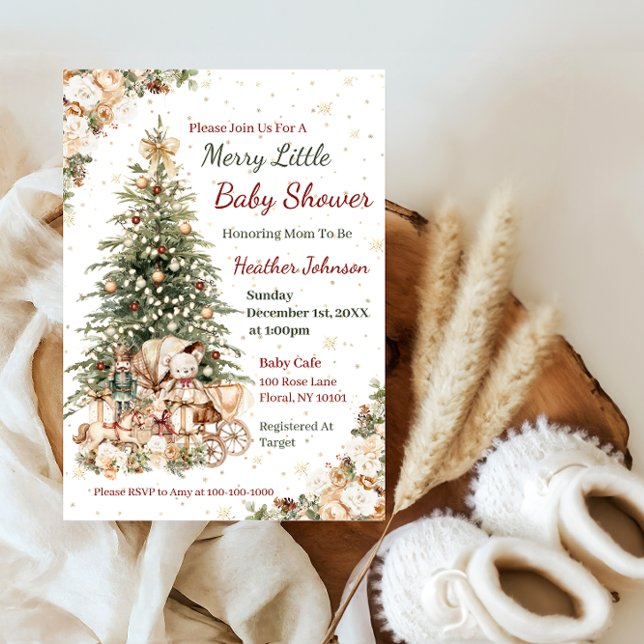 Invitation Baby shower de Noël Neutre Boho (Créateur téléchargé)