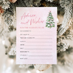 Invitation Baby shower de Noël Pink Bows Conseils et souhaits