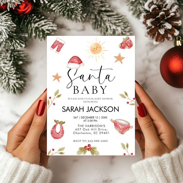Invitation baby shower de Noël pour bébé père Noël (Créateur téléchargé)