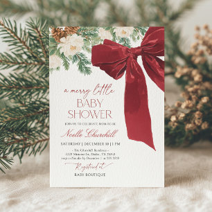 Invitation Baby shower de Noël Red Bow