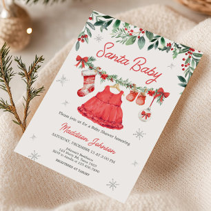 Invitation Baby shower de Noël Red Père Noël