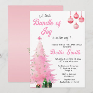 Invitation Baby shower de Noël rose