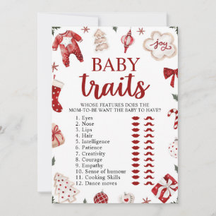 Invitation Baby shower de Noël Rouge Baby Traits Jeu