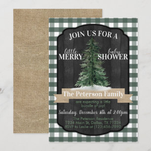 Invitation Baby shower de Noël rustique