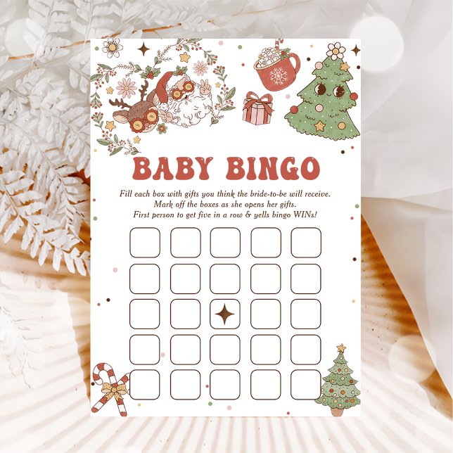 Invitation Baby shower de Noël super Baby Bingo Games Card (Créateur téléchargé)