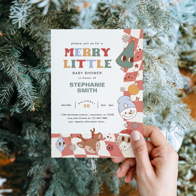 Invitation Baby shower de Noël Super rétro (Créateur téléchargé)