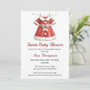 Invitation Baby Shower de Noël Vêtements de Père Noël Rouge