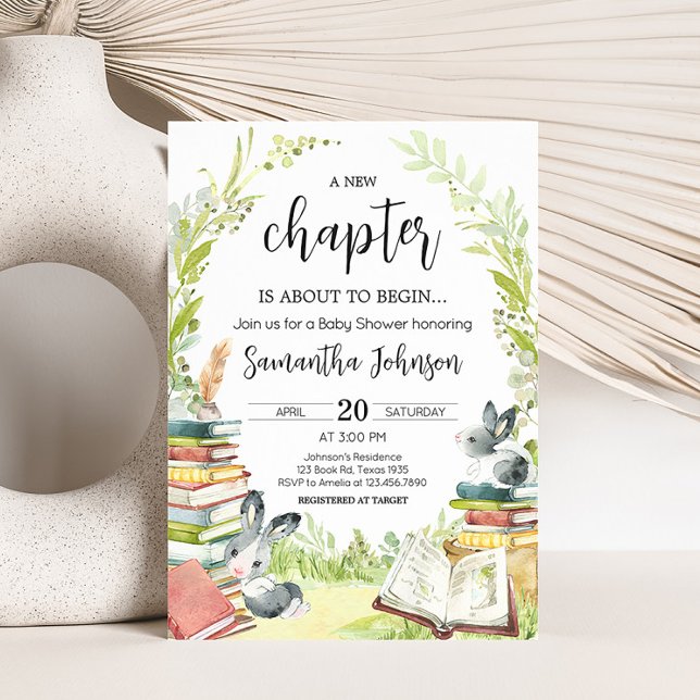 Invitation Baby shower de nouveau chapitre Storybook (Vintage Storybook Rabbit Baby Shower Invitation)
