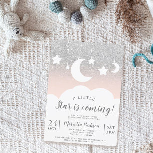 Invitation Baby shower de nuage d'étoile de parties scintilla