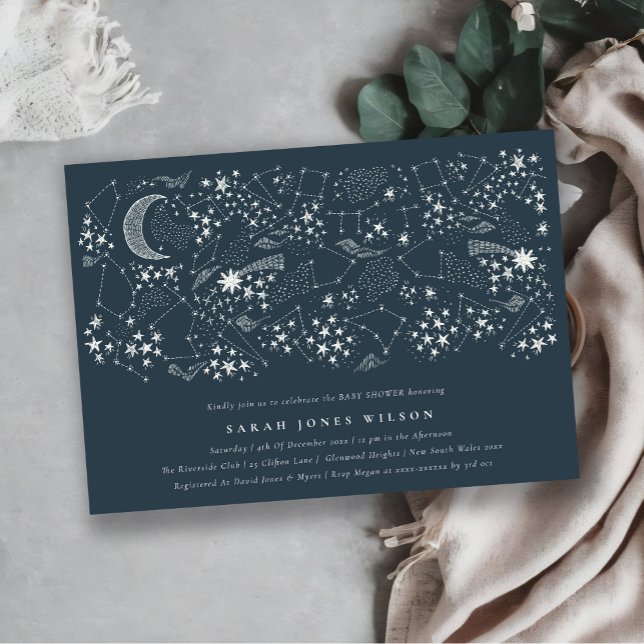 Invitation Baby shower de nuit étoilé de la Marine céleste (Créateur téléchargé)