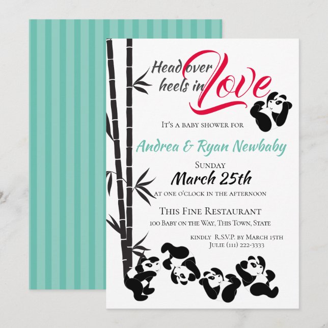 Invitation Baby shower de Panda en rugissement (Devant / Derrière)