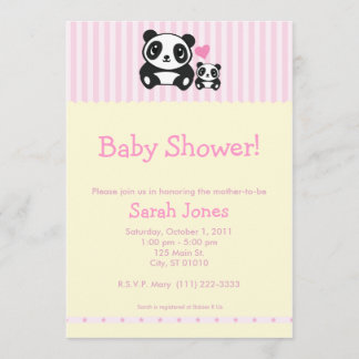Invitation Baby shower de panda - rose et crème