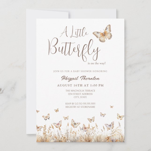 Invitation Baby shower de papillon Boho (Devant)