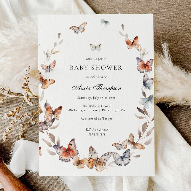 Invitation Baby shower de papillon Boho (Créateur téléchargé)