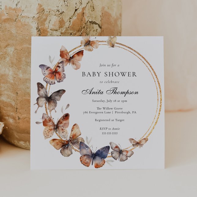 Invitation Baby shower de papillon Boho (Créateur téléchargé)