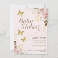 Baby shower de papillons rose floral rustique