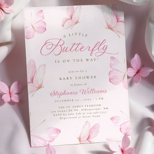 Invitation Baby shower de papillons roses